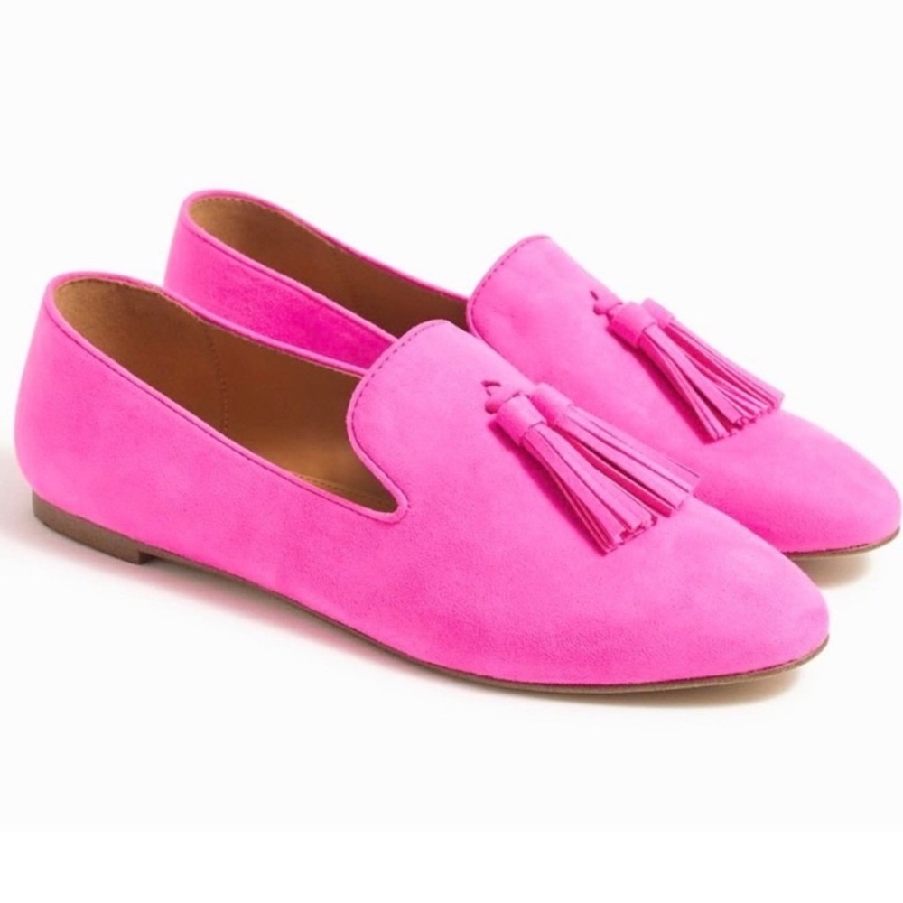 J Crew NEW 🆕 hot Pink Tassel Loafers 6.5